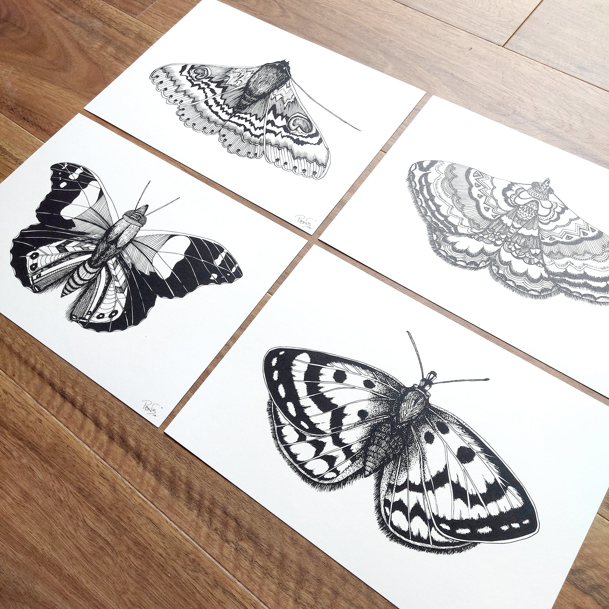 Butterfly Art Print, Furry Moth Art Print, Spotty Moth Art Print, Aztec Moth Art Print